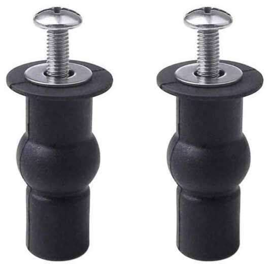 2pcs Toilet Seat Hinge Fixings, Blind Hinges, Mounting Hole, Expandable Rubber Screw, Fits All Toilets (14mm)