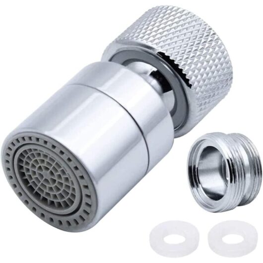 360° Swivel Brass Faucet Aerator, 2 Modes Adjustable Kitchen Tap Filter with Nozzle Adapter, Fits M22 External Thread or M24 Internal Thread Faucet