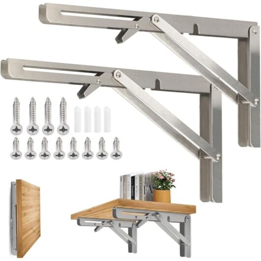 400mm Folding Wall Shelf, 304 Stainless Steel Folding Support for Workbench, Folding Bracket, Wall Shelf Bracket (2 Pieces)