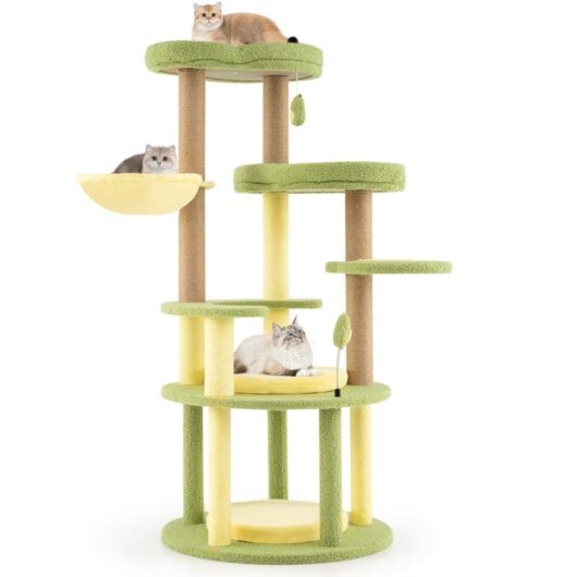 Costway - Multi-level Cat Tree Avocado Theme Cat Tower w/ Wide Perch-Green