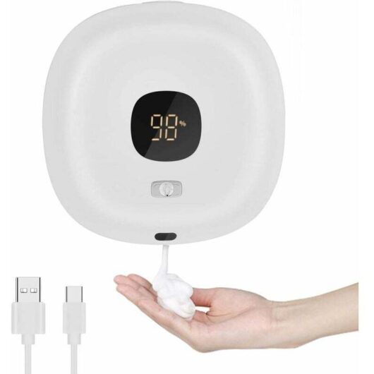 Foaming Soap Dispenser Automatic Soap Dispenser Wall Mount No Drilling Touchless Rechargeable with Infrared Motion Sensor Three-Step Setting