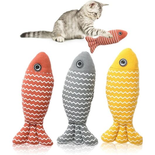 Linghhang - 3 Pack Catnip Toys: Cat Toy, Catnip Fish, Bite Resistant, Interactive Cat Toy, Washable Plush Cat Toy