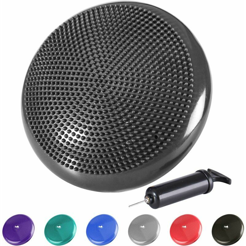 Ousudela - Ball seat cushions with buttons, air cushions, seat with air pump, balance cushion, button cushion, round Φ33cm. Sports (black)