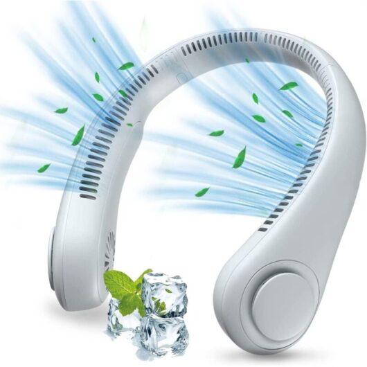 Portable Neck Fan, USB Neck Fan with 1200mAh Battery, Bladeless Hands-Free Fan, 3 Speeds, 360° Adjustable Quiet Fan (White)-