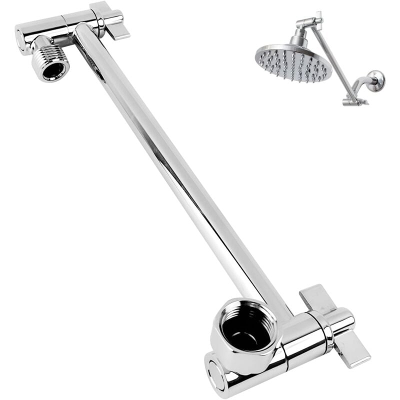 Shower Tube Extension, 278mm Adjustable Stainless Steel Shower Head Extension, Shower Arm Extension with Lock Nuts, Universal Fitting - Csparkv
