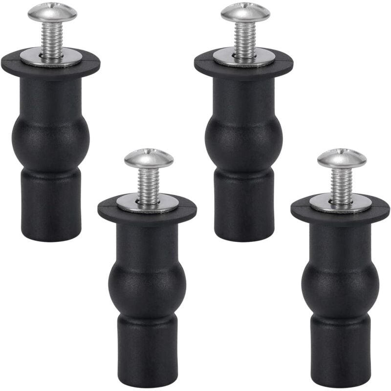 Toilet Seat Fixing Kit, Toilet Seat Hinge, Toilet Seat Fixing Screws for General Toilet Seats, 4 Pieces, Black