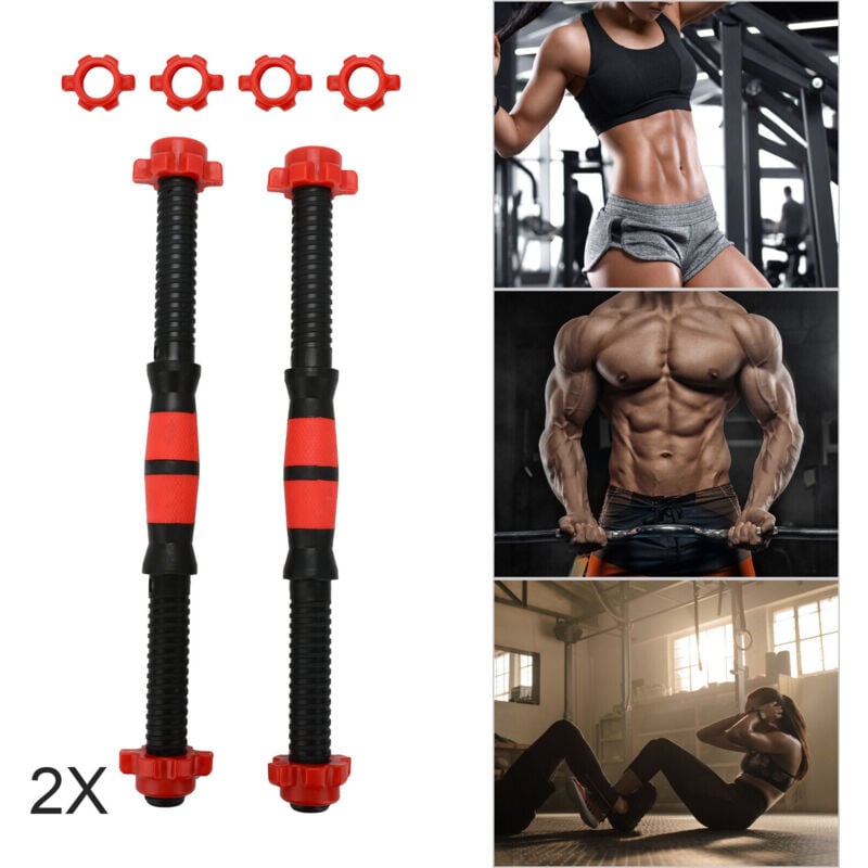 Trintion Universal Dumbbell Bars 15.7 Inches - Set of 2 - Strength Training and Fitness Equipment with Collars for Sports Gym Dumbbell Bar