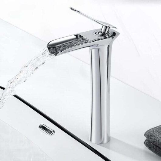Waterfall Bathroom Faucet, 235mm High Spout Basin Tap, Brass Bathroom Mixer Tap, g 3/8 mumu