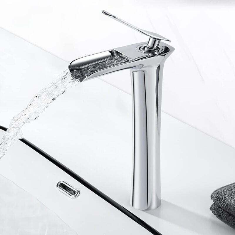 Waterfall Bathroom Faucet, 235mm High Spout Basin Tap, Brass Bathroom Mixer Tap, g 3/8 mumu