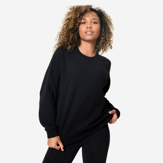 Women's Fitness Brushed Fleece Sweatshirt - Black