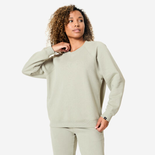 Women's Fitness Brushed Fleece Sweatshirt - Sage Green