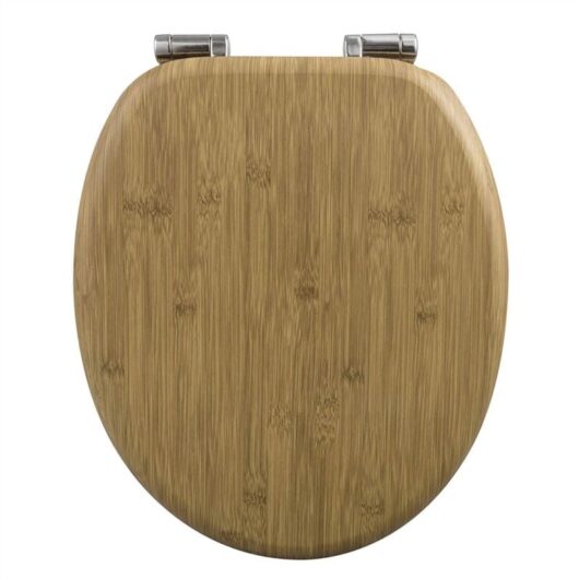 Wooden Toilet Seats Soft Close wc Seat Hinge Ideal for Standard Toilet Bamboo Look - Woltu