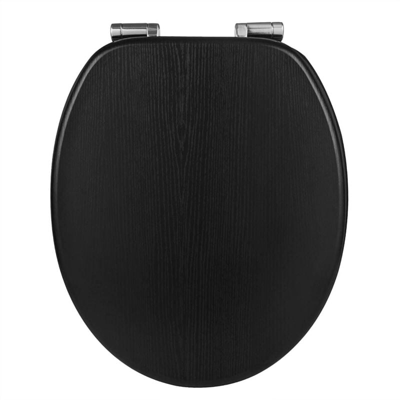 Wooden Toilet Seats Soft Close wc Seat Hinge Ideal for Standard Toilet Black - Woltu