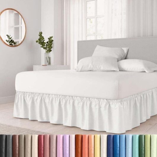 Wrap Around Bed Skirt - White - Fits Twin Beds up to 60cm - Easy Fit Elastic - Brushed Fabric Pleated Bed Skirt - Wrinkle Free, Machine Washable 150
