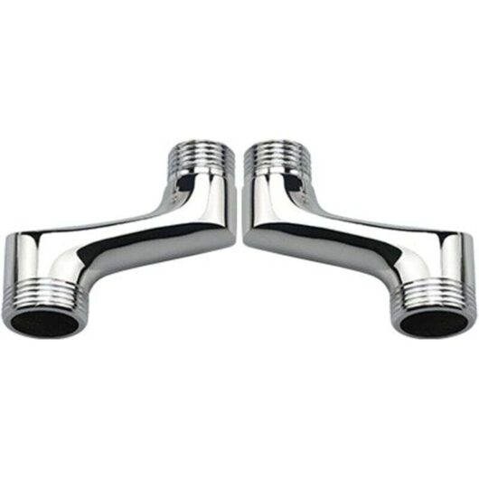 2-piece countertop shower fitting, brass elbow, angle reducer, adjustable swivel arm, wall mount, countertop elbow, offset fitting 1/2" 3/4", chrome