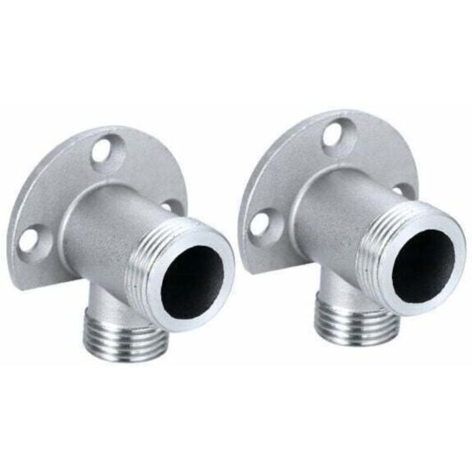 2-piece installation kit for connecting the hose to a wall-mounted water faucet. Outdoor shower. Thermostatic mixer. Wall-mounted conversion.