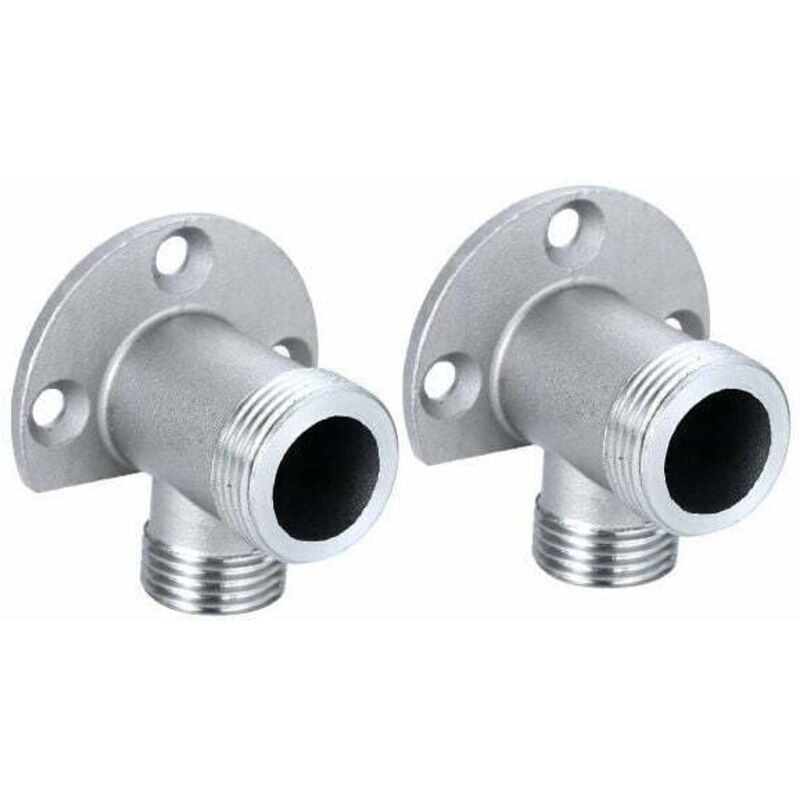 2-piece installation kit for connecting the hose to a wall-mounted water faucet. Outdoor shower. Thermostatic mixer. Wall-mounted conversion.