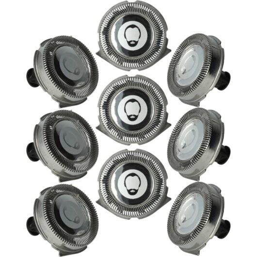 vhbw 9x Replacement Shaver Heads compatible with Philips RQ1180X, RQ1175, RQ1180CC, RQ1180, RQ1170, RQ1170X, RQ1178 Electric Shaver Silver