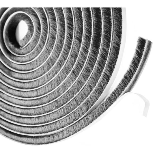 1 Piece Brush Seal for Sliding Doors, 9mm(L) x 9mm(D) x 6m(W), Self-Adhesive Door Seal, Dustproof Brush Strip, Suitable for Insulation and Wind