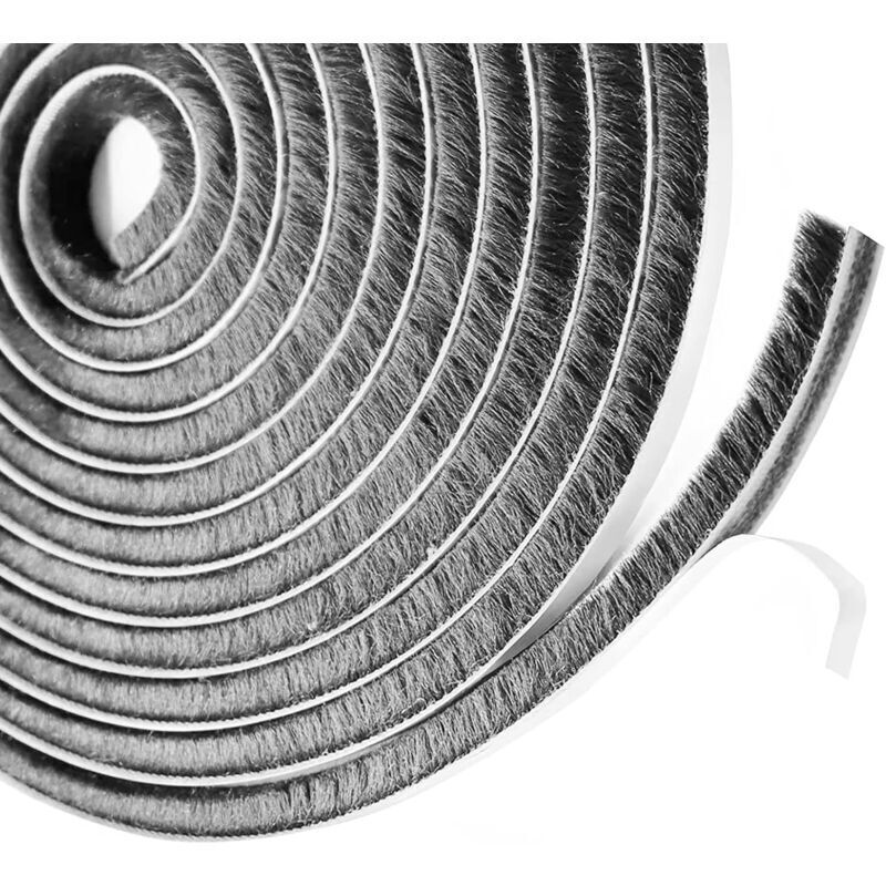 1 Piece Brush Seal for Sliding Doors, 9mm(L) x 9mm(D) x 6m(W), Self-Adhesive Door Seal, Dustproof Brush Strip, Suitable for Insulation and Wind