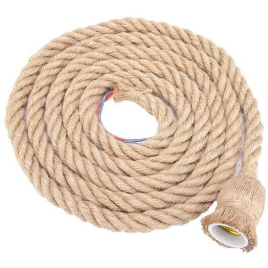 1.5M Vintage Hemp Cable with E27 Base for Light, Retro Pendant Ceiling Lamp (1 Head)