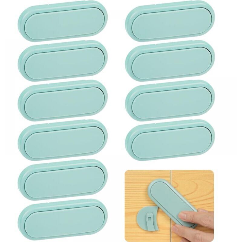 (10 Blue) Child Safety Locks for Doors, 10 Pcs Child Safety Cabinet Locks, Child Safety Locks, Child Door Stopper, Safety Locks for Drawers,