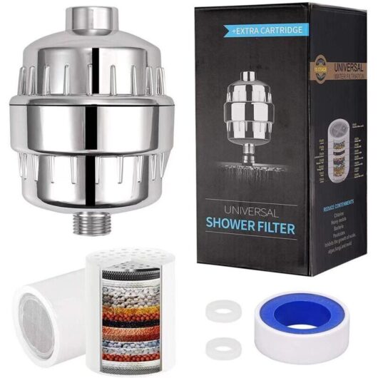 15-layer shower filter, hard water filter, healthier skin and hair, removes chlorine, heavy metals and other sediments, vitamin C water softener