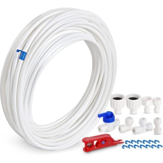 15M Universal Water Supply Hose Kit for Refrigerators, Water Supply Hose with Connector Fitting for Samsung European Style Double Door Refrigerators,