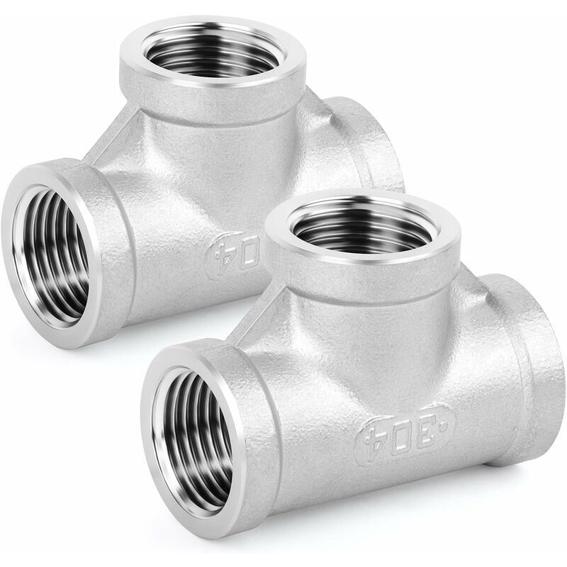 2-piece stainless steel T-pipe fittings, 3/4" BSP female thread