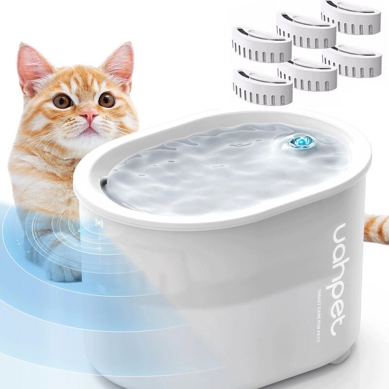 2L Cat Drinking Fountain, Super Quiet Pet Fountain with LED Lights, Multiple Filtration, Three Water Flow Modes, Prevents Dry Burning for 150 Days