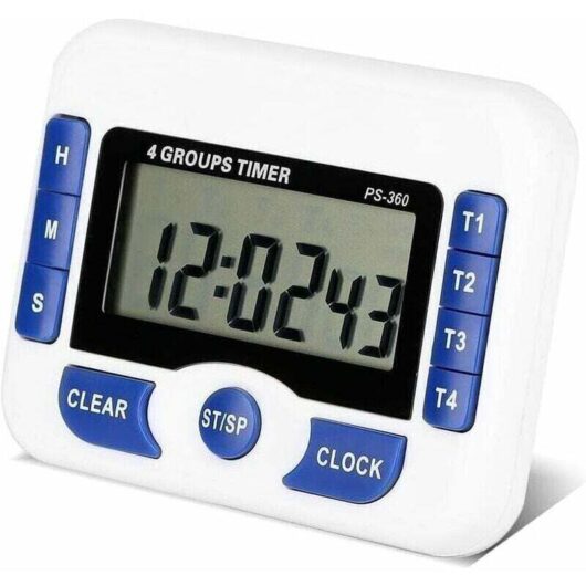 4-Channel Multi-Function Countdown Timer, Adjustable Digital Cooking Timer, Magnetic Lab Meeting Timer with Alarm Function,