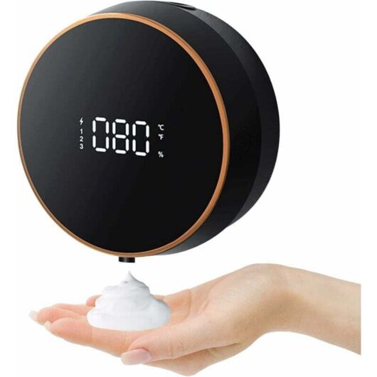 (Black) Wall-mounted Soap Dispenser, 300ml Touchless Hand Sanitizer Dispenser, USB Wall Charger with LED Indicator and Sensor. Hand Soap Dispenser