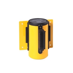 Obex Wall Mounted Belt Barrier; 2300 mm; Yellow + Black/Yellow Chevron
