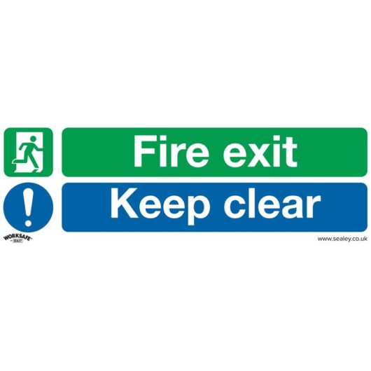Sealey Rigid Plastic Fire Exit Keep Clear Large Sign Pack of 10