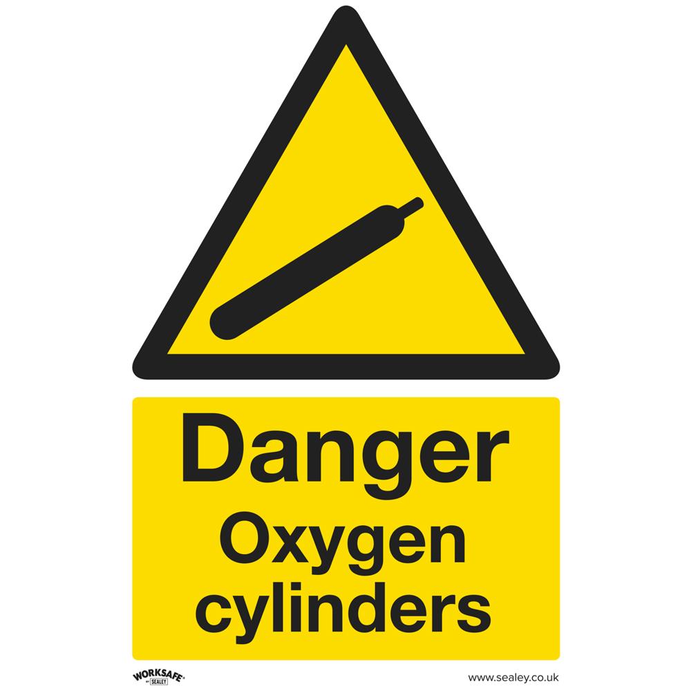 Sealey Self Adhesive Vinyl Danger Oxygen Cylinders Sign Pack of 10