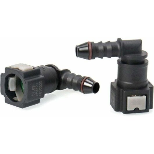 Set of 2 Car Fuel Hose Connectors, Fuel Line Fitting, 90 Degree Quick Connector, Plastic 7.89mm ID6 Connector
