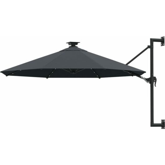Vidaxl - Wall-mounted Garden Parasol with LEDs 300 cm Anthracite