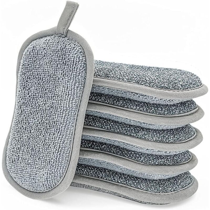 Washable Dish Sponge, 6 Non-Scratching Double-Sided Scrubbing Pads. The antibacterial microfiber sponge effectively cleans all surfaces in the