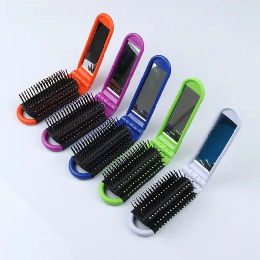 Wholesale Cheap Colours Folding Portable Travel Hair Comb Makeup Mirror Comb Mirror Massage Brush