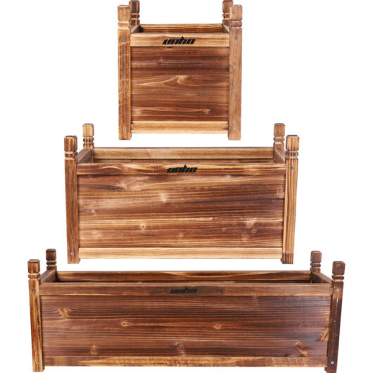 Wood Garden Plant Containers Deep Through Cask Flower Vegetable Raised Bed Box - 60 cm