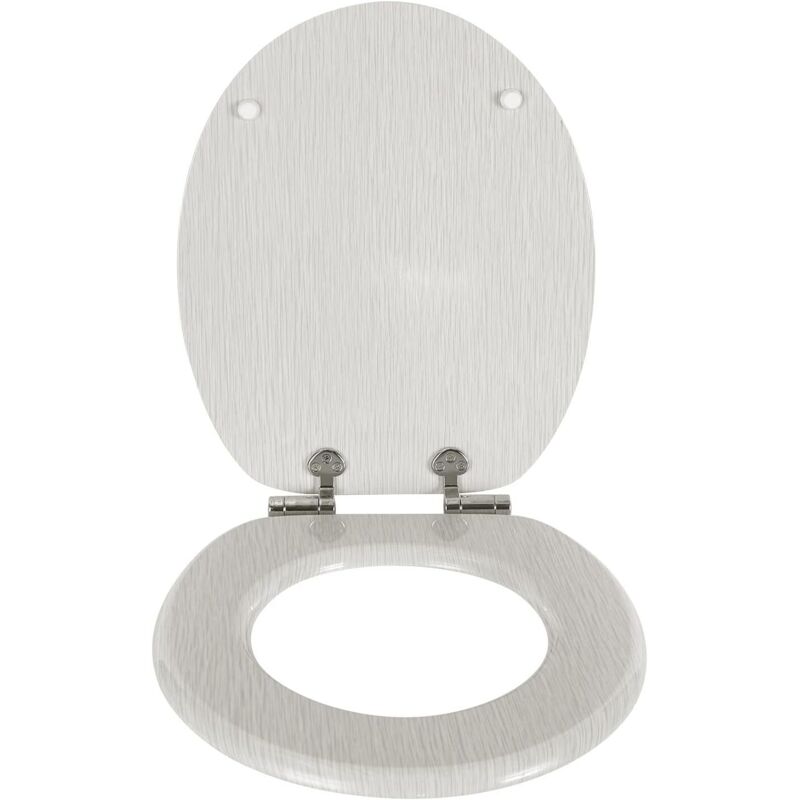 Wooden Toilet Seats Soft Close wc Seat Hinge Ideal for Standard Toilet White Oak - Woltu