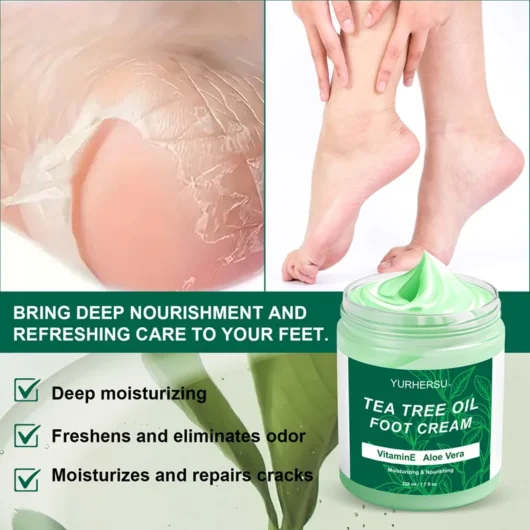 YURHERSU Foot Cream Cracked Skin Calluses Foot Care Repair Cream Moisturizer Tea Tree Oil Foot Cream for Feet