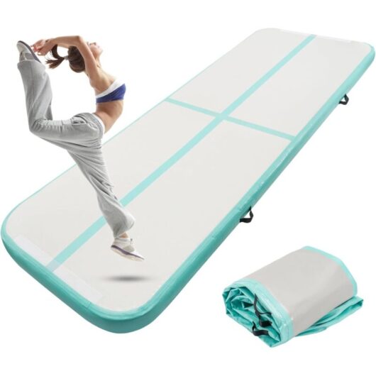 Youyijia 10-foot Tumbling Gymnastics Mat Air Tumbling Track Fitness Mat Suitable for Gymnastics, Yoga, Kickboxing, and Hip-hop Training (Green,