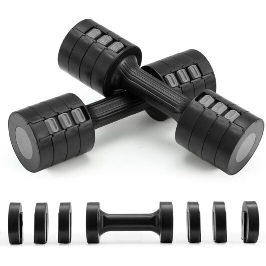 Youyijia Dumbbells Set of 2 Women Adjustable 4-in-1 Weights Dumbbells Pair, Each 1kg/1.5kg/2kg/2.5kg, Free Weights for Home Gym Fitness Exercise,