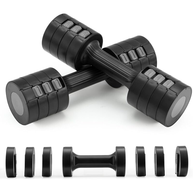 Youyijia Dumbbells Set of 2 Women Adjustable 4-in-1 Weights Dumbbells Pair, Each 1kg/1.5kg/2kg/2.5kg, Free Weights for Home Gym Fitness Exercise,