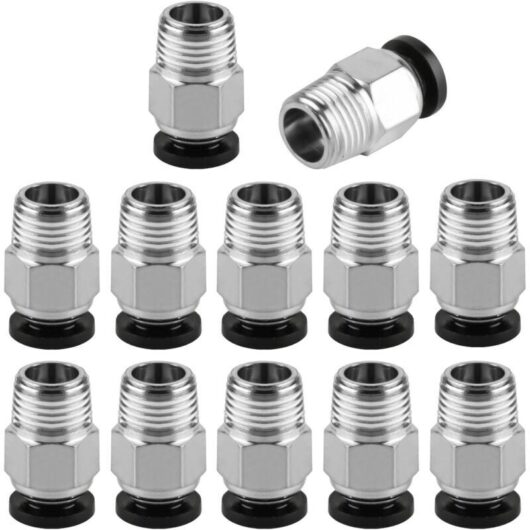 12 Pcs PC4-M10 Pneumatic Fitting PC4 M10 Pneumatic Connector for PTFE Tubing, PC4-M10 Pneumatic Connector, Quick Connect Straight Fitting M10 Thread