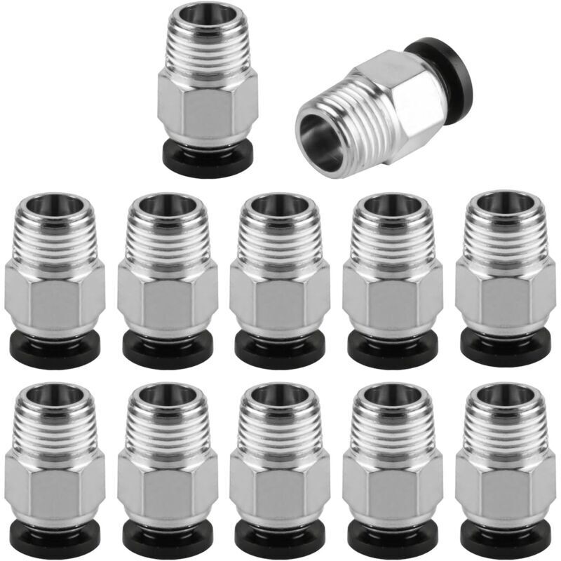 12 Pcs PC4-M10 Pneumatic Fitting PC4 M10 Pneumatic Connector for PTFE Tubing, PC4-M10 Pneumatic Connector, Quick Connect Straight Fitting M10 Thread