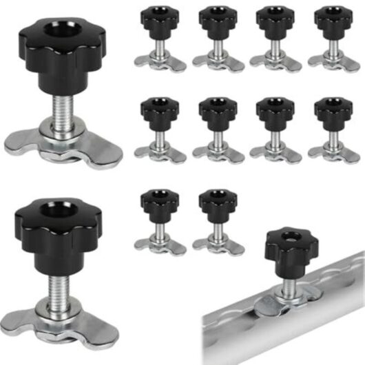 12x M8x45 aircraft rail screw fittings, black star grip aircraft fittings, aircraft screw fitting accessories, 500daN lashing rail end fittings,