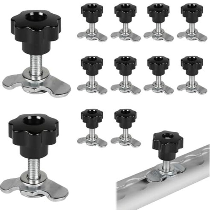 12x M8x45 aircraft rail screw fittings, black star grip aircraft fittings, aircraft screw fitting accessories, 500daN lashing rail end fittings,