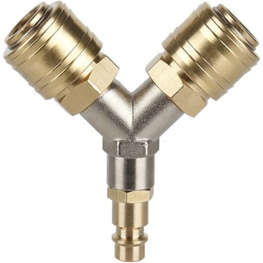 1/4" Compressed Air Fitting, Brass Compressed Air Distributor, Euro 3-Way Quick Release, Pneumatic Accessories for Compressor Air Hose